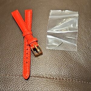 WOMENS RED GENUINE LEATHER WATCH STRAP